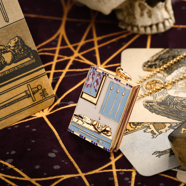 Tarot Card Locket Necklace-Four of Swords