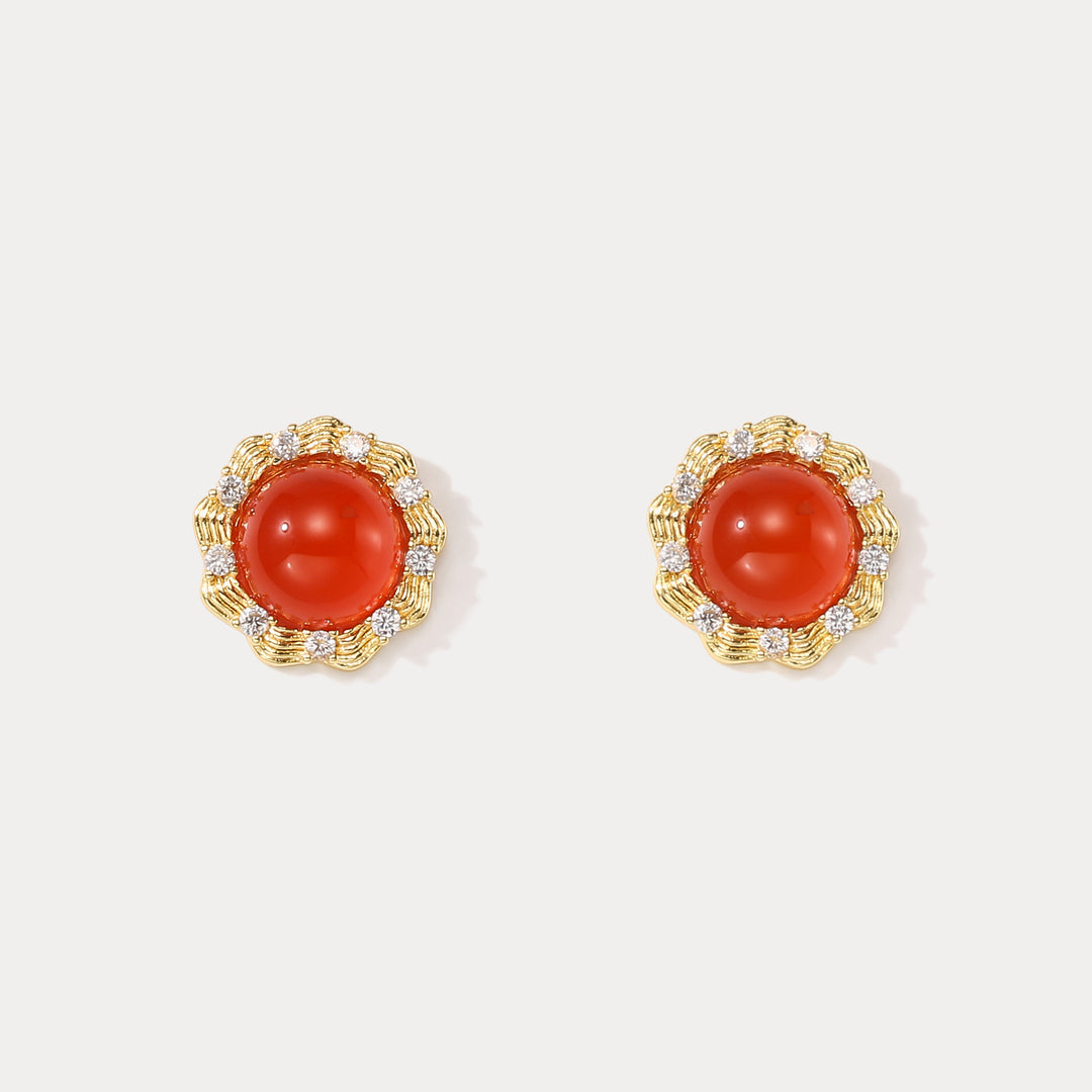 Selenichast Ruby Round Earrings