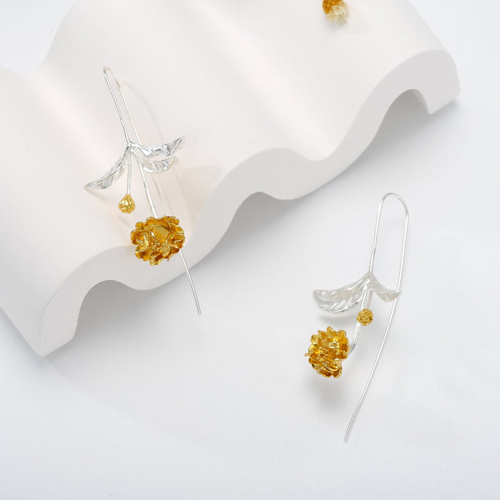 Sakura Hook Silver Earrings