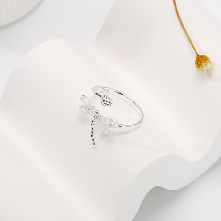 Dragonfly&Lotus Bud Open Ring