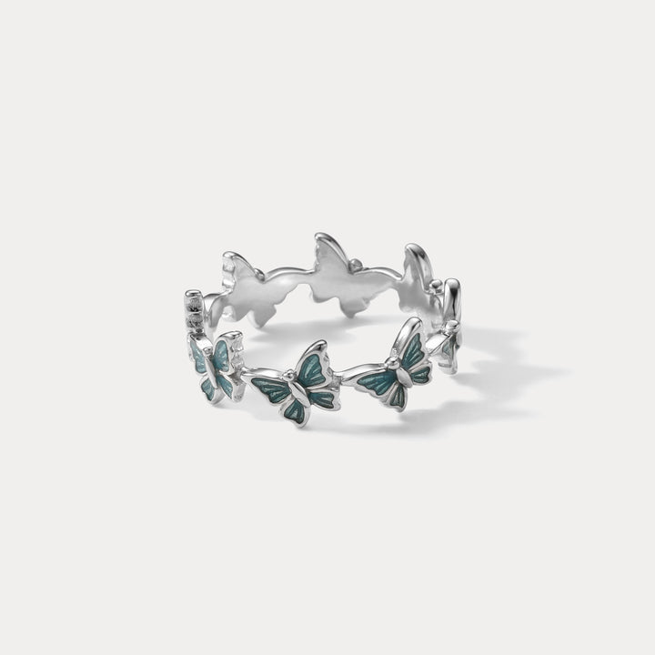 Blue Butterfly Fine Silver Ring