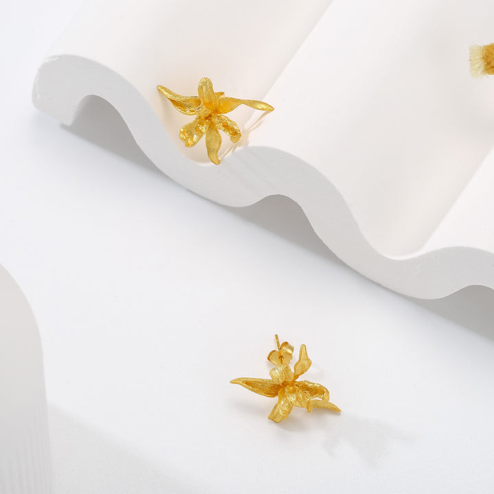 Iris Flower Chic Stud Earrings