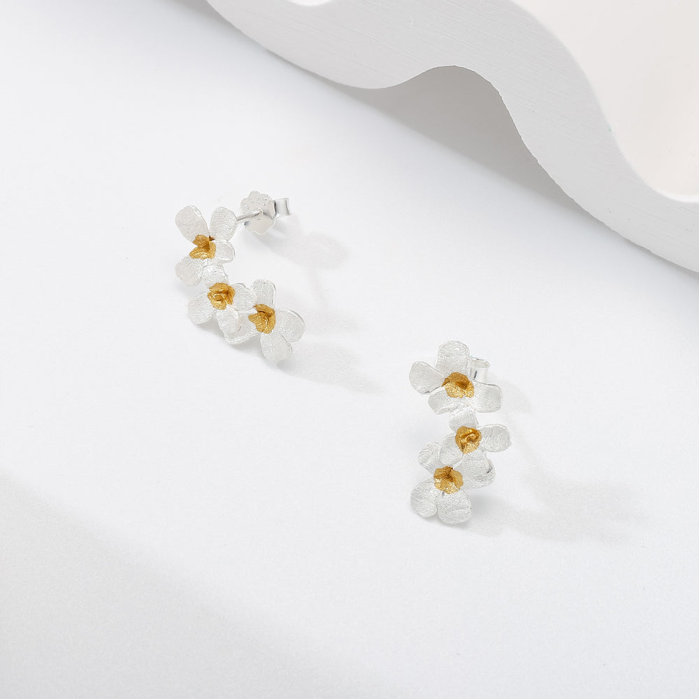 Sterling Silver Forget-Me-Not Flowers Earrings