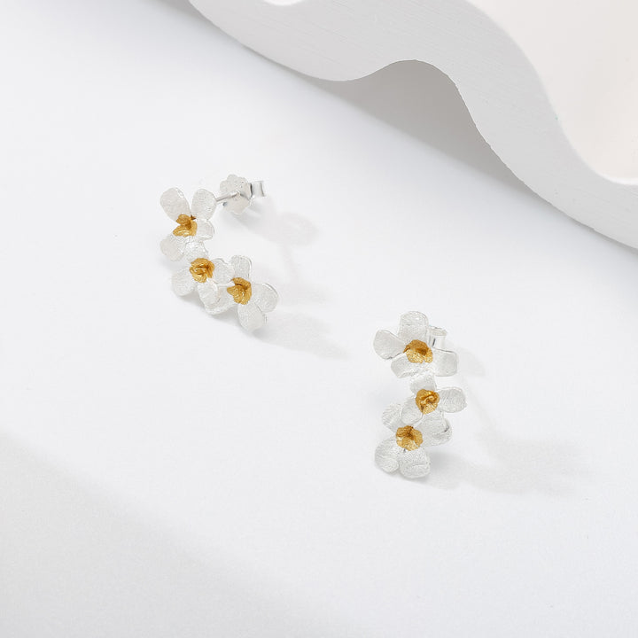 Sterling Silver Forget-Me-Not Flowers Earrings
