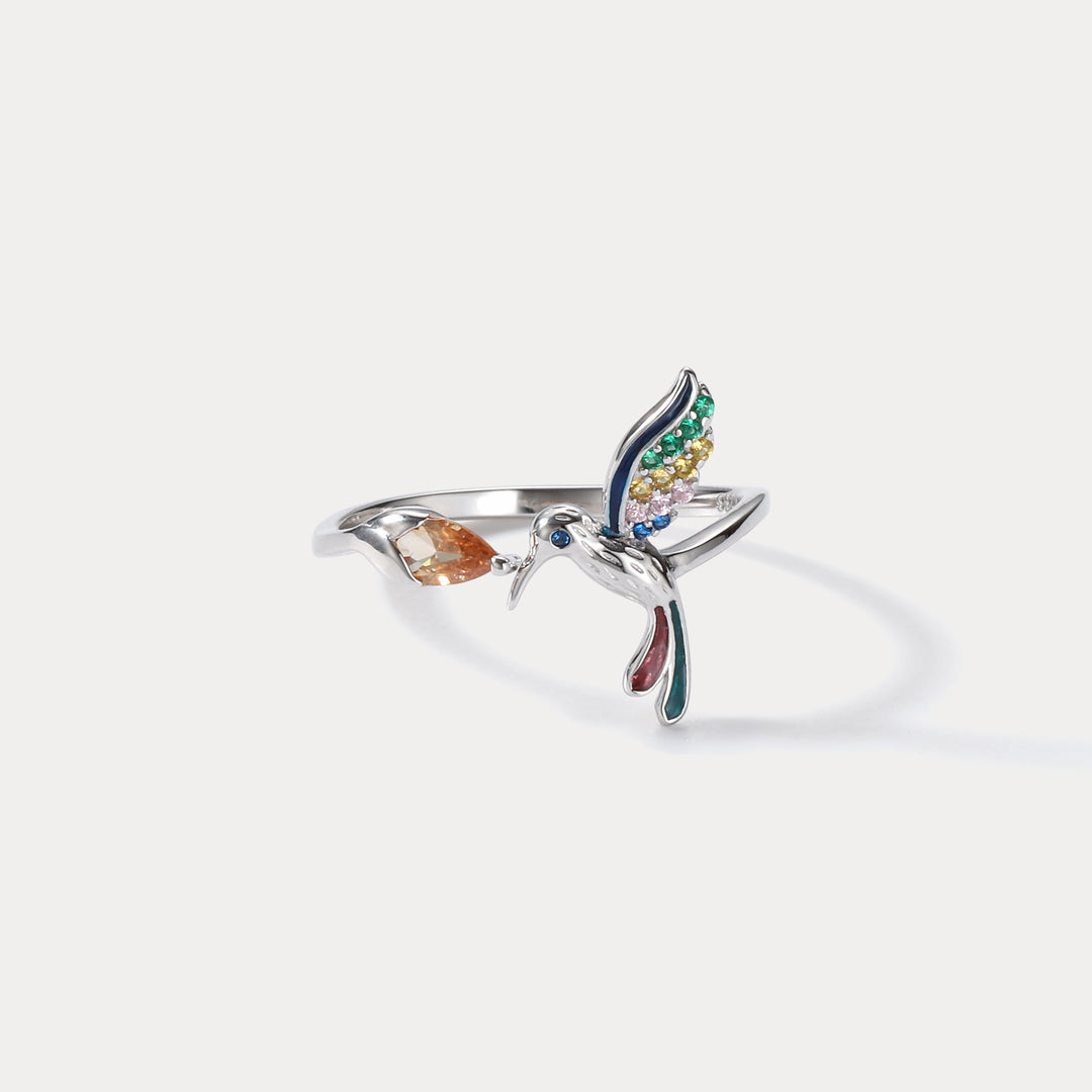 Sterling Silver Hummingbird Open Ring