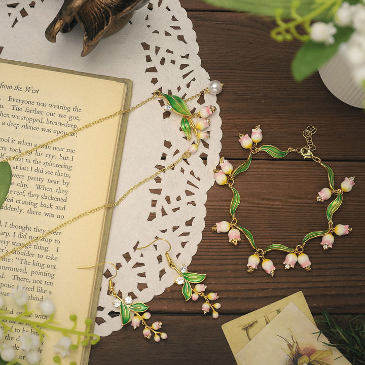 Flower Enamel Bracelet Jewelry Set