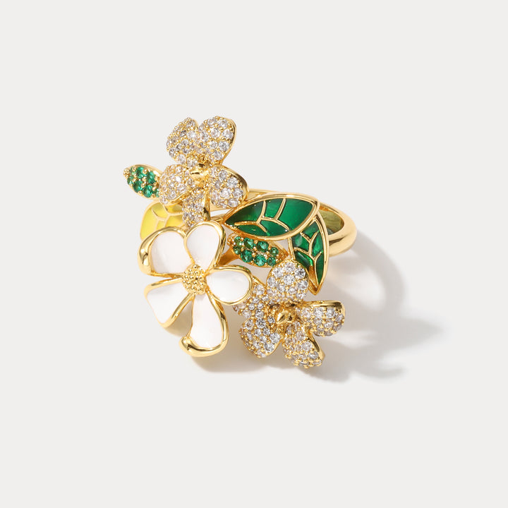 Selenichast Four-leaf Clover Ring