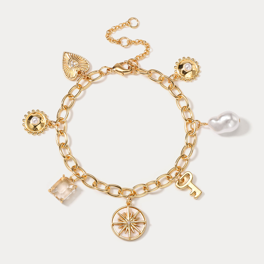 Selenichast Pearl Moon Star Bracelet
