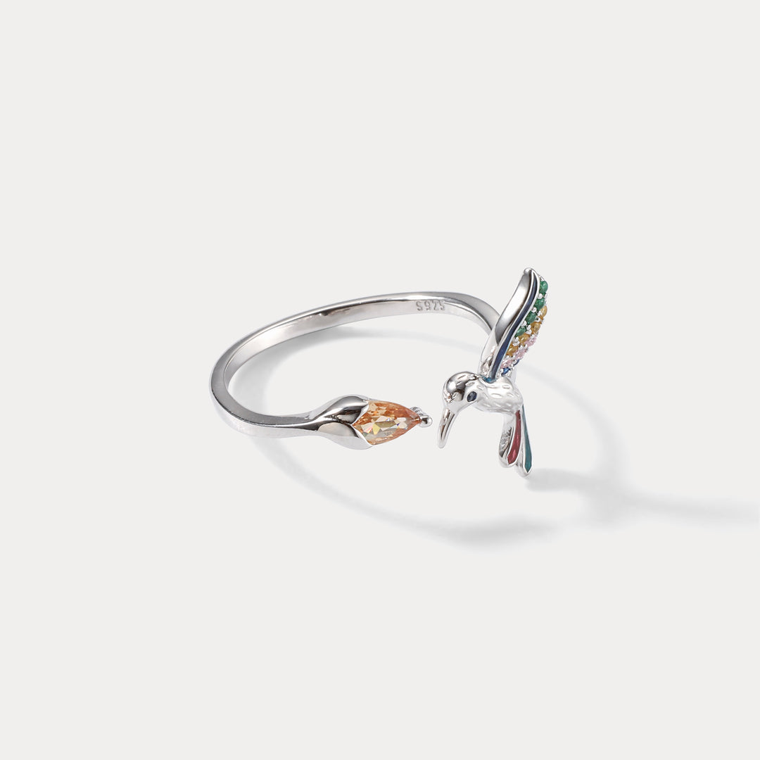 Selenichast Silver Hummingbird Ring