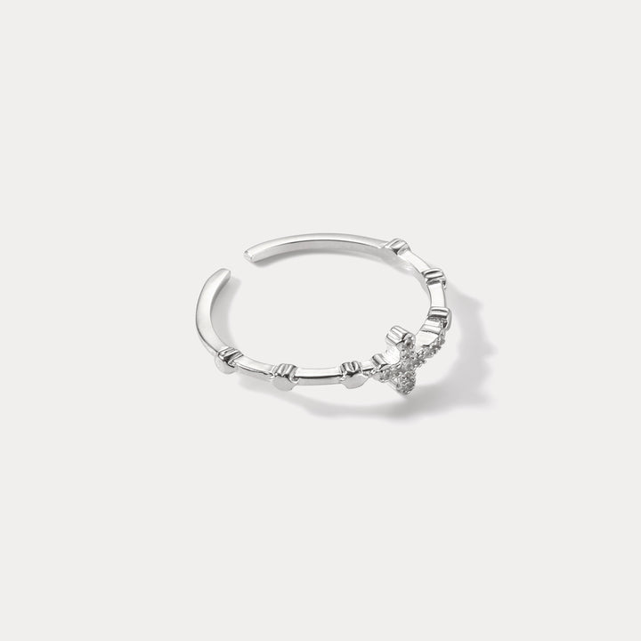 Silver Cross Gothic Diamond Ring