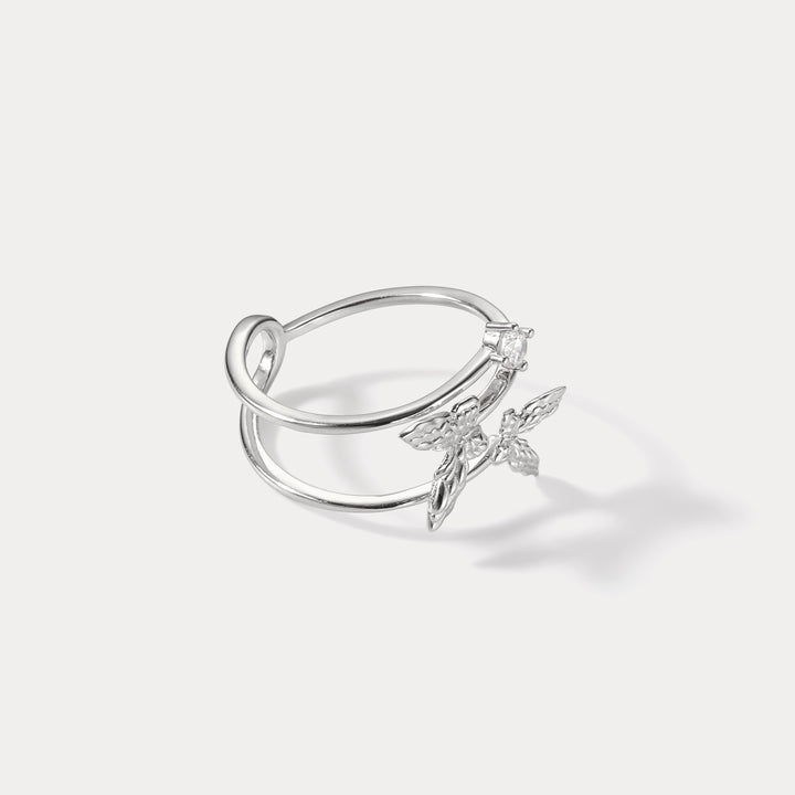 Butterfly Pin Diamond Wedding Rings for Women
