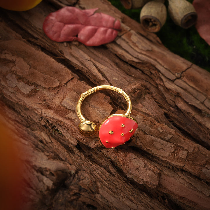 Mushroom Gold Open Ring