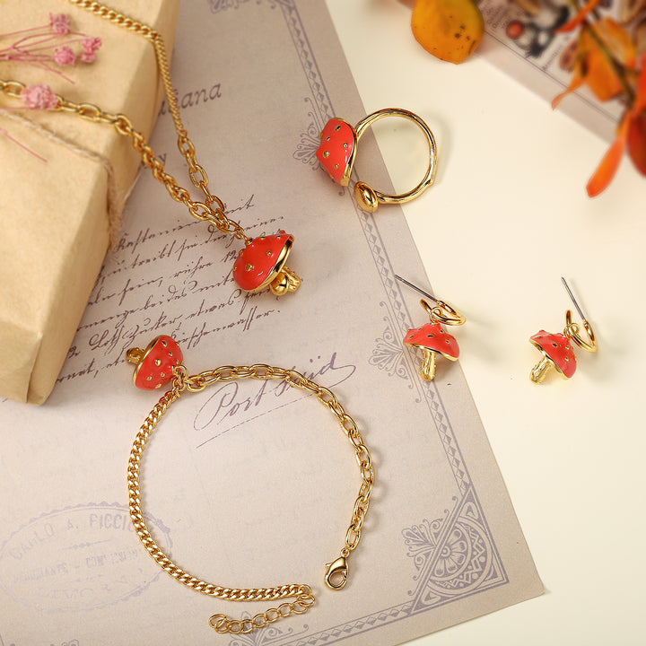 Mushroom Enamel Jewelry Set