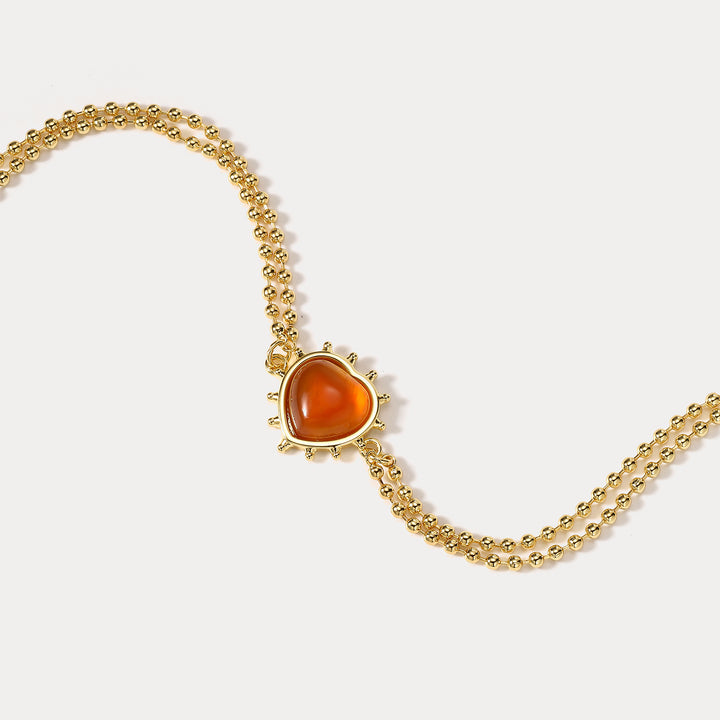 Romantic Heart Orange Sparkly Bracelet