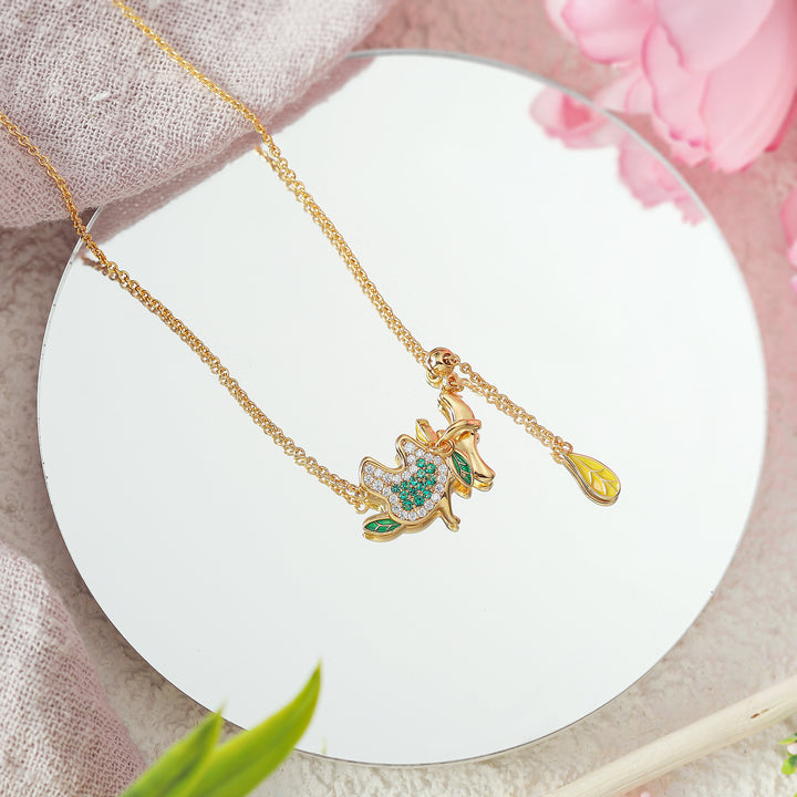 Green Leaf Cubic Zirconia Necklace