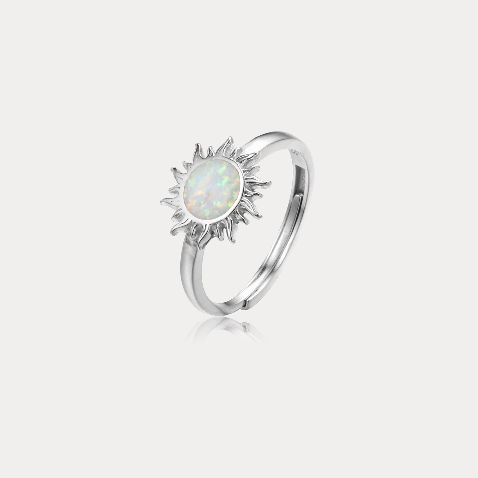 Selenichast 925 Sterling Silver Opal Sun Adjustable Ring, Ring on