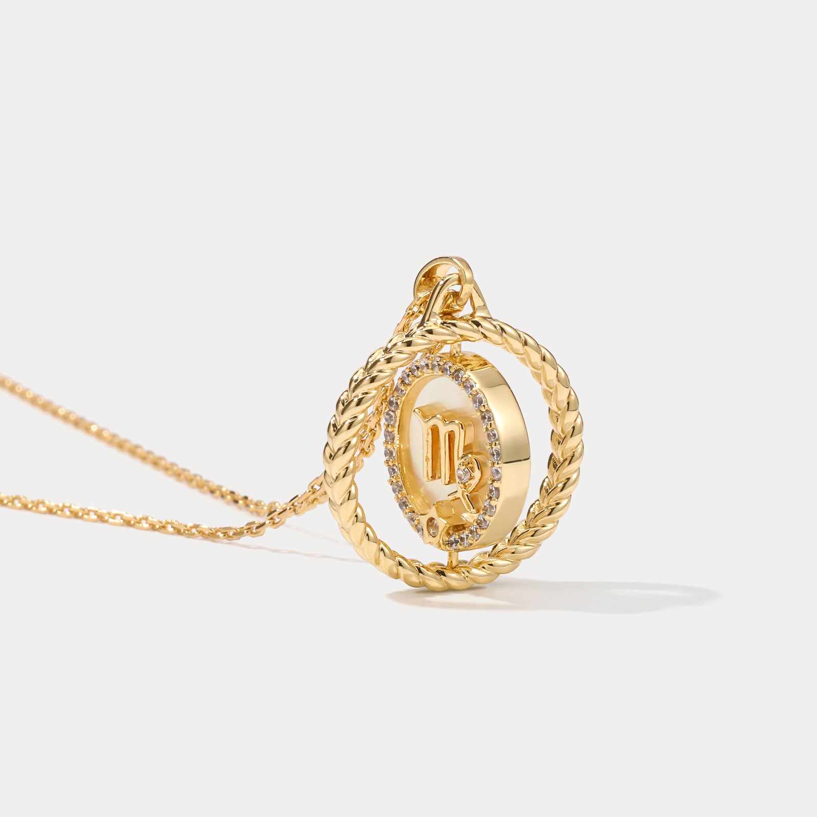 Virgo Galaxy Constellation Gold Pendant Necklace