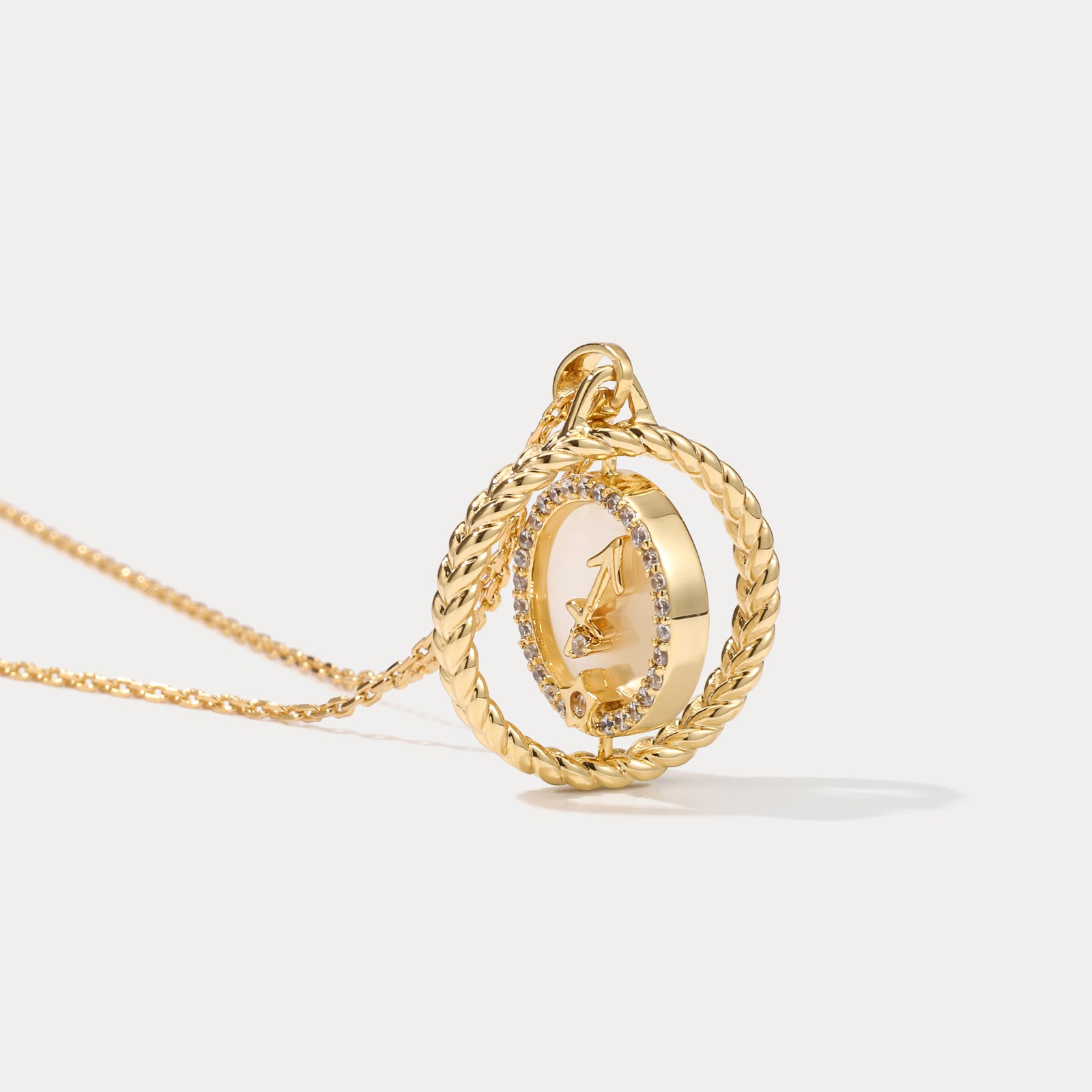 Sagittarius Galaxy Constellation Gold Pendant Necklace