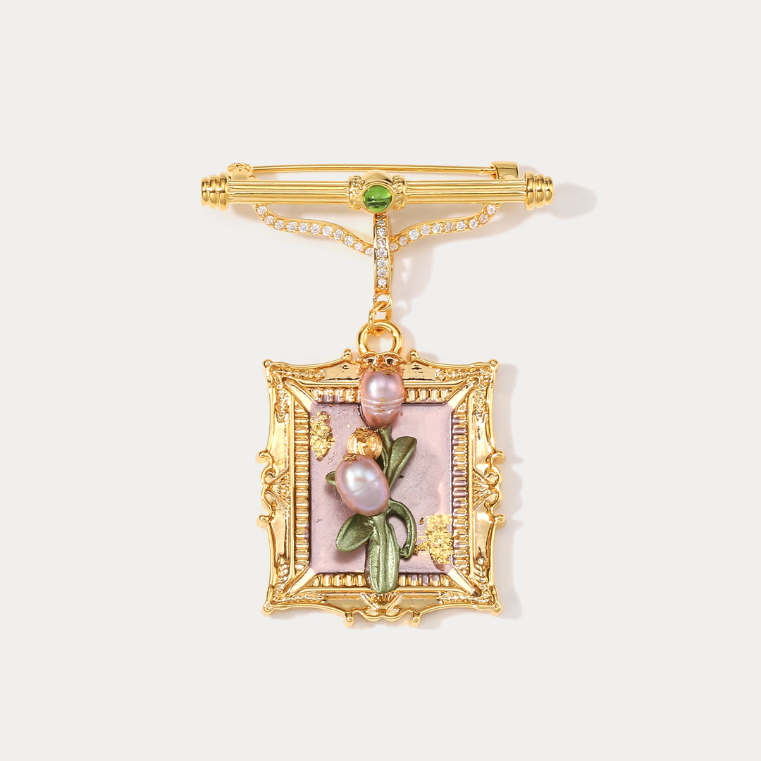 Antique Tulip Gold Brooch