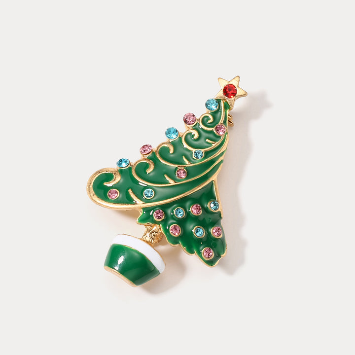 Christmas Tree Diamond Brooch