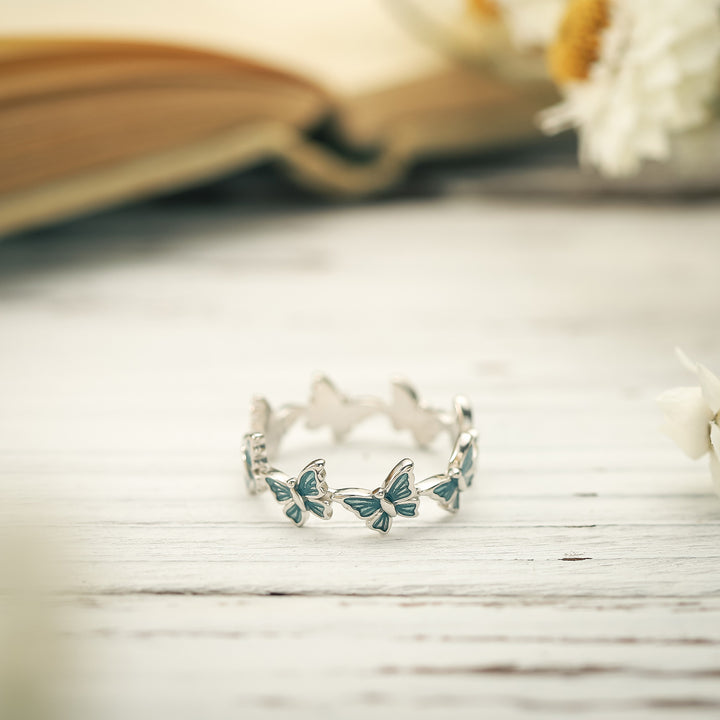 Blue Butterfly Nature Ring
