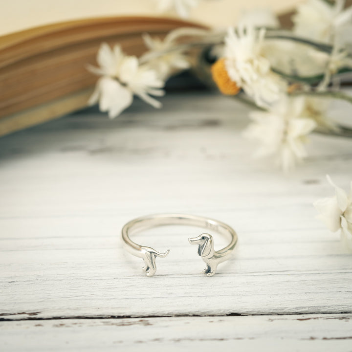 Silver Dachshund Open Ring