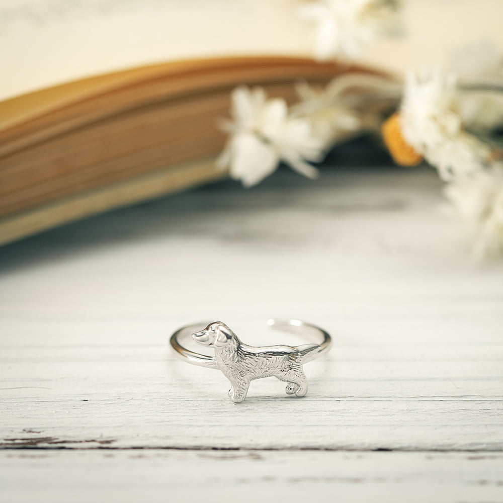 Sterling Silver Golden Retriever Ring