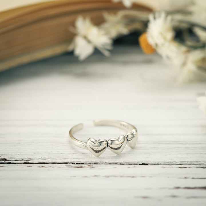 Silver Heart Adjustable Ring