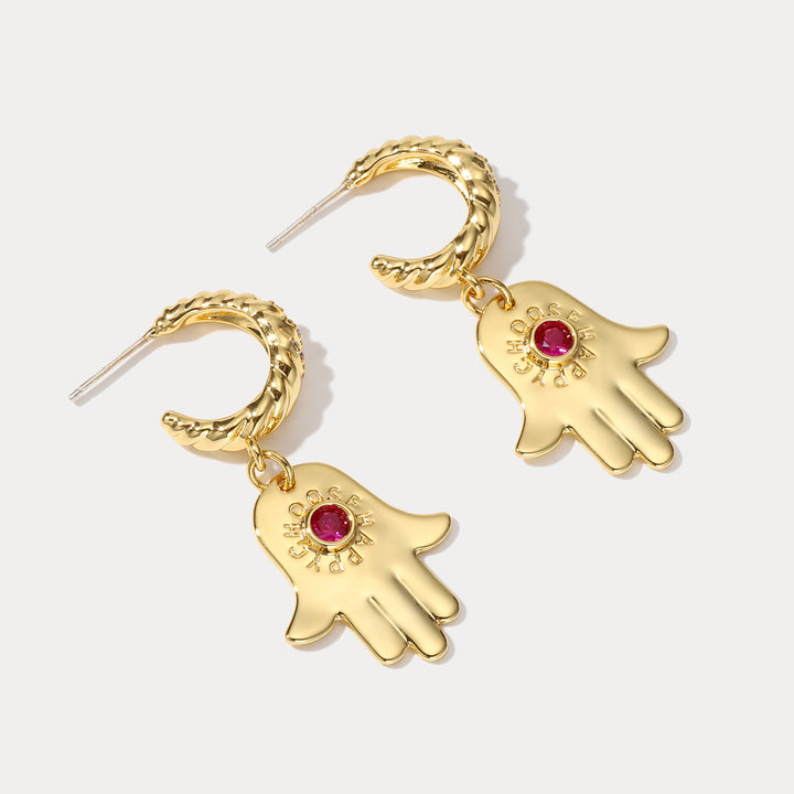 Ruby in Hand Drop Earrings Jewelry