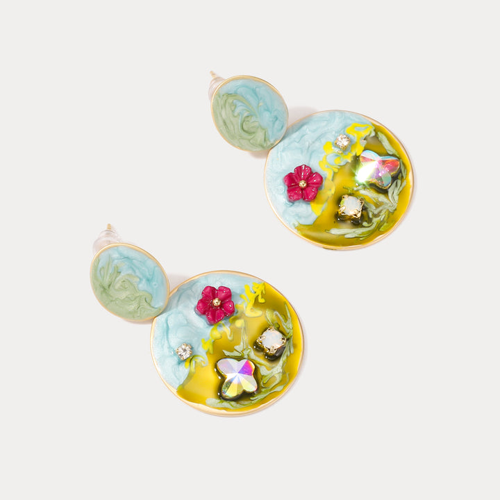 Misty Meadow Dripping Oil Earrings