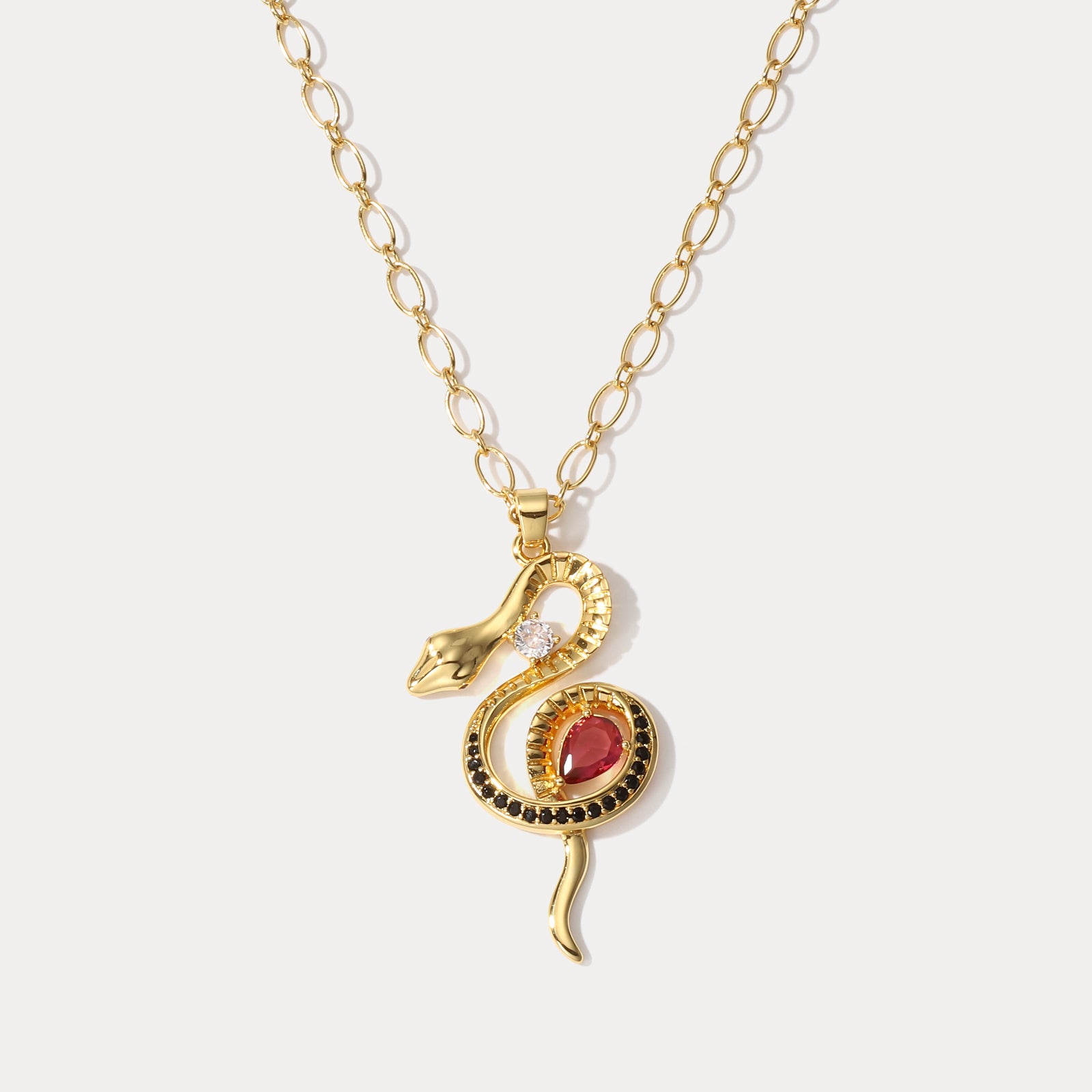 Selenichast Ruby Snake Long Necklace