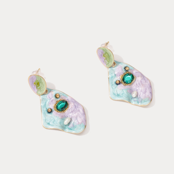 Bluish Violet Haze Pearl Earrings