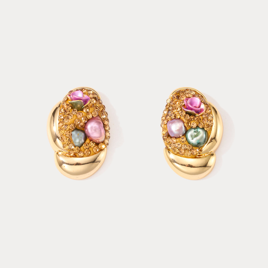 Selenichast Gemstone Oil Painting Earrings