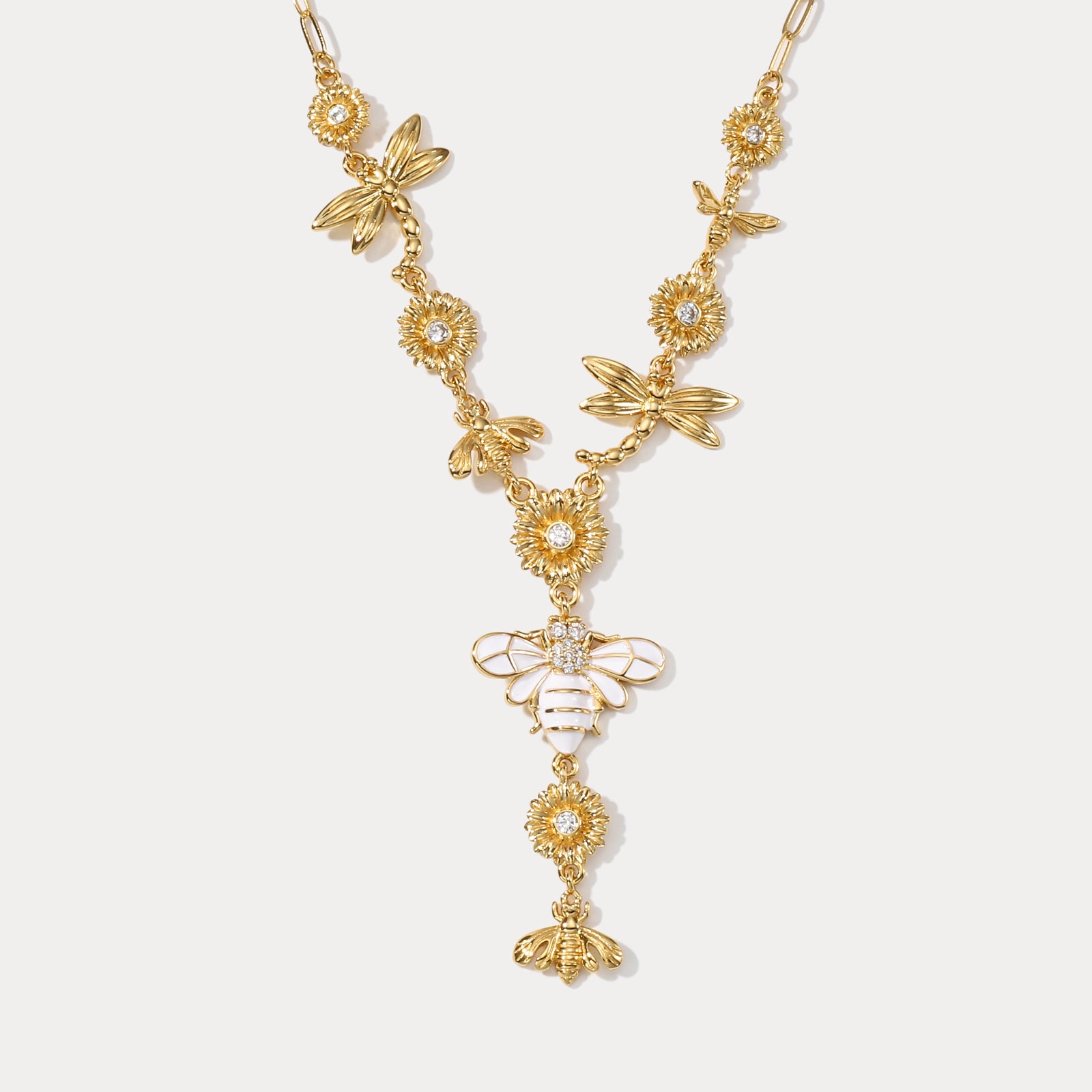 Selenichast Bee & Dragonfly Diamond Necklace