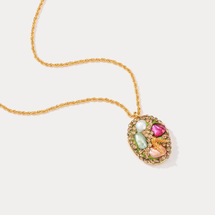Collana di pittura ad olio di pietra preziosa