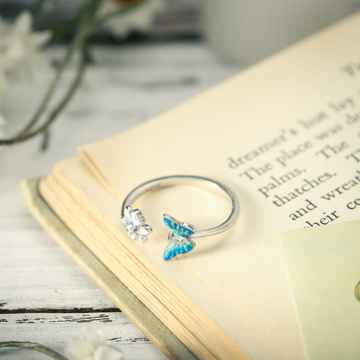 Flower Butterfly Natural Ring