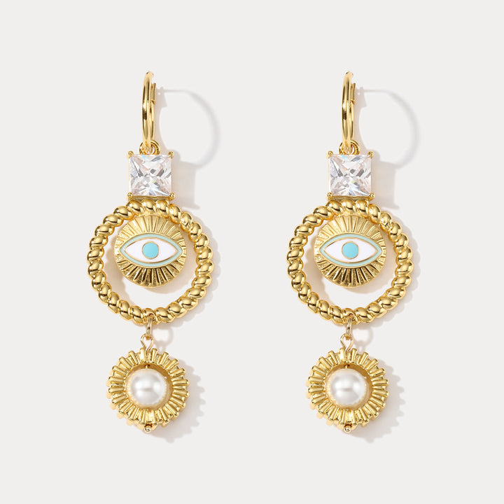 Selenichast Devil Eye Pearl Earrings