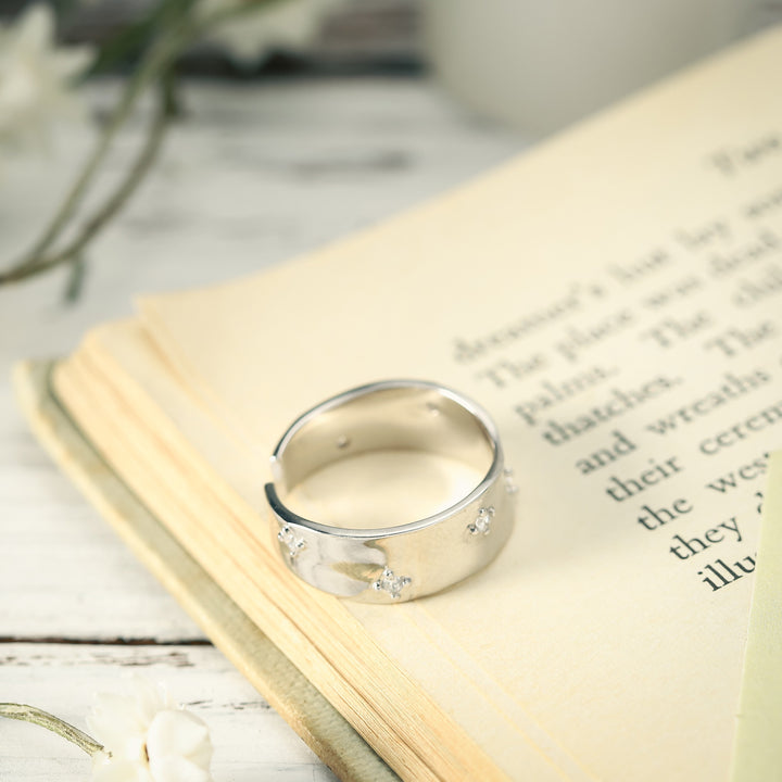 Silver Starry Adjustable Ring
