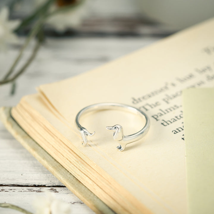 Silver Dachshund Dog Lover Ring