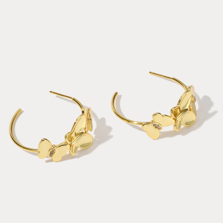 Butterfly Hoops Diamond Earrings