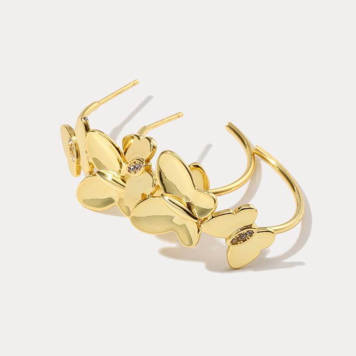 Butterfly Hoops Dangling Earrings