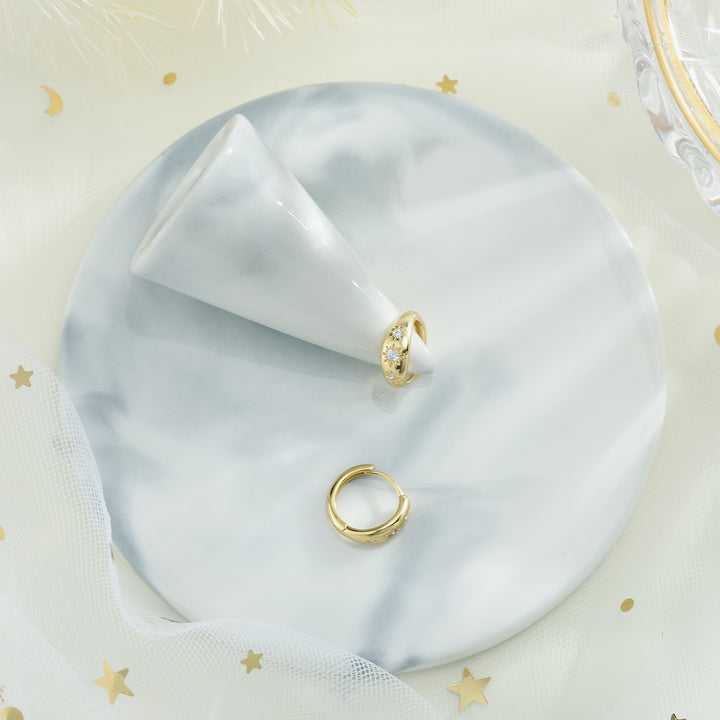Eight-pointed Star Hoop Sparkly Earrings