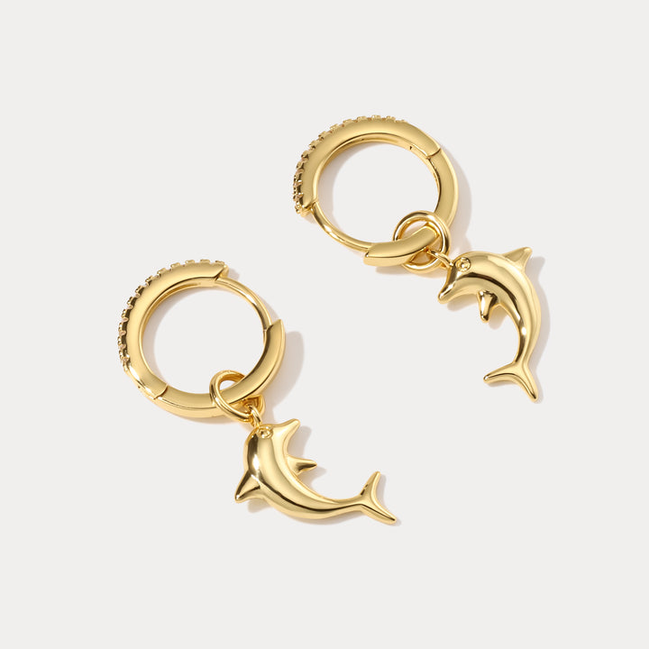 Dolphin Diamond Hoop Earrings