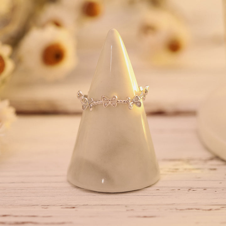 Sterling Silver Butterfly Diamond Ring