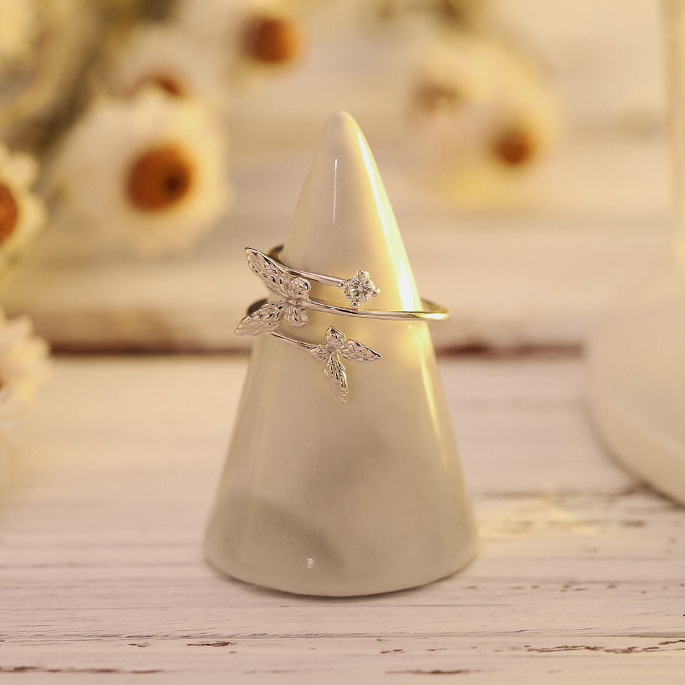 925 Sterling Silver Butterfly Open Pin Ring
