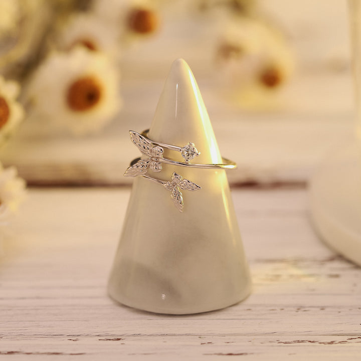 925 Sterling Silver Butterfly Open Pin Ring