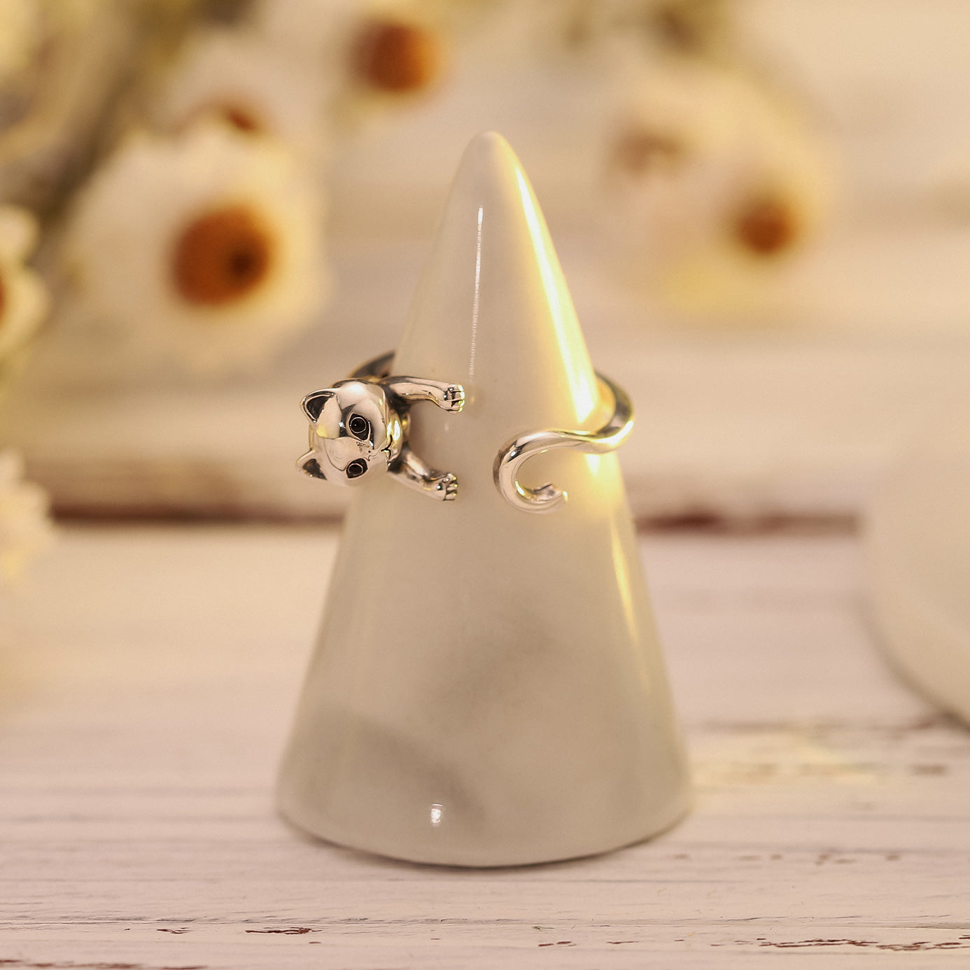 Sterling Silver Naughty Cat Ring
