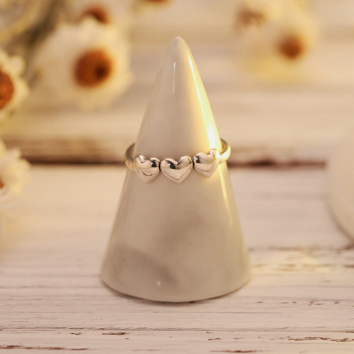 925 Sterling Silver Heart Open Ring