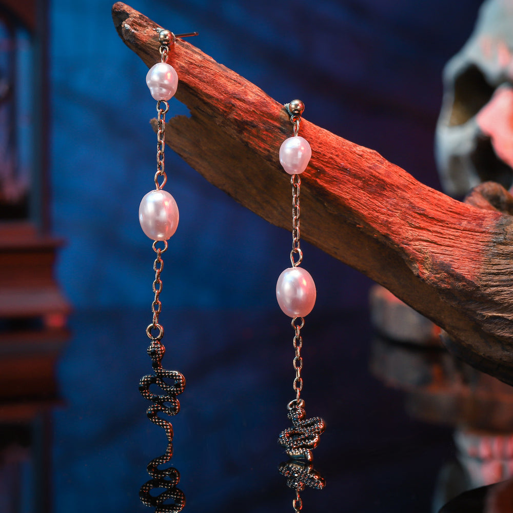 Snake Pearl Gothic Drop Earrings