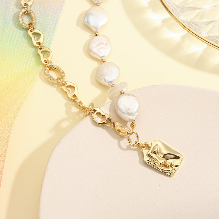 Portrait Hollow Pearl Pendant Necklace